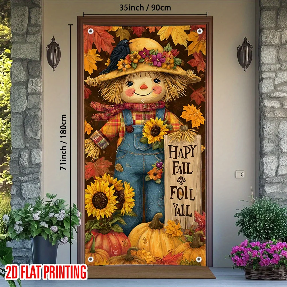 2D decorative panels, 1 straw man curtain - suitable for parties and autumn harvest decorations.PMJ