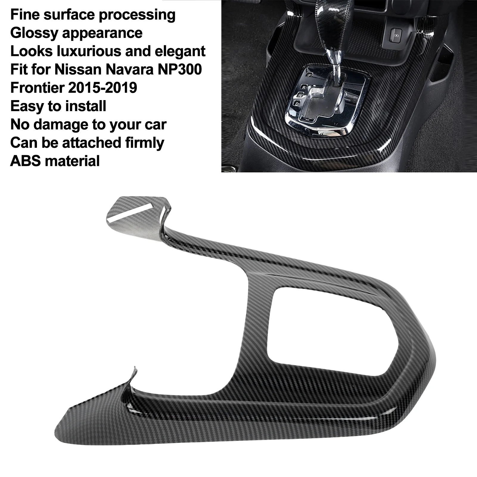 Gear  Knob Frame Panel Decoration Trim Cover Fit for  Navara NP300 2015‑2019 Gear  Knob Frame Trim for