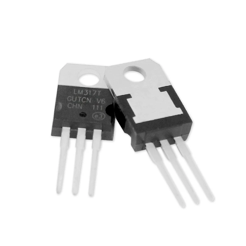 10 pces lm317t lm317 to220 regulador de tensão linear ic positivo ajustável 1 saída 1.5a a-220 componente eletrônico