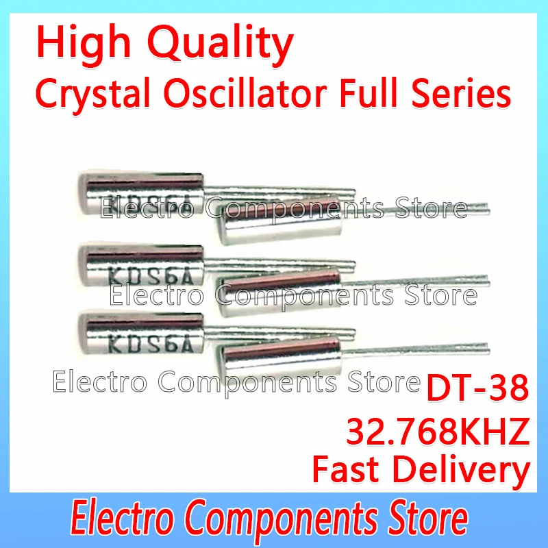 6Pcs KDS 3*8 308 Cylindrical Crystal Oscillator DT-38 32.768KHZ 32.768K 32768 3x8mm Cylinder Quartz Frequency Resonator 3080