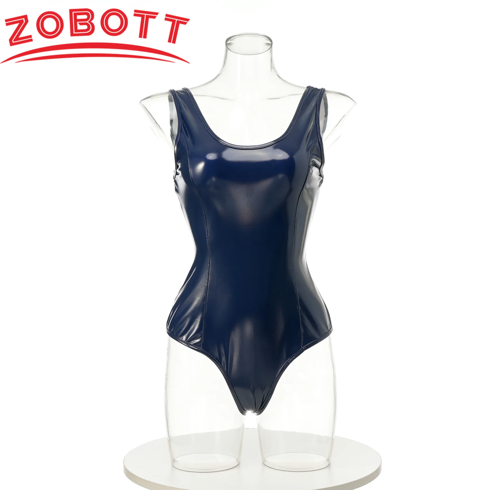 Student Girl Lenther Tight Bodysuit Swimsuit Cosplay Costumes