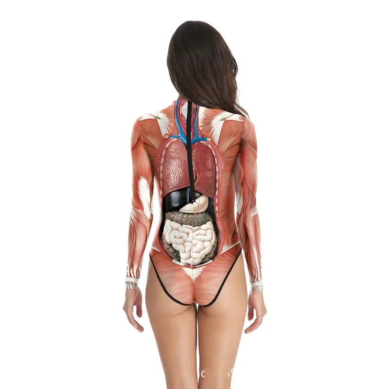 SN60 Woman Human Body Structure Tissue Jumpsuit Human Torso Anatomy Appliance Halloween Party Fancy Swimsuit Zentai Suit1&2