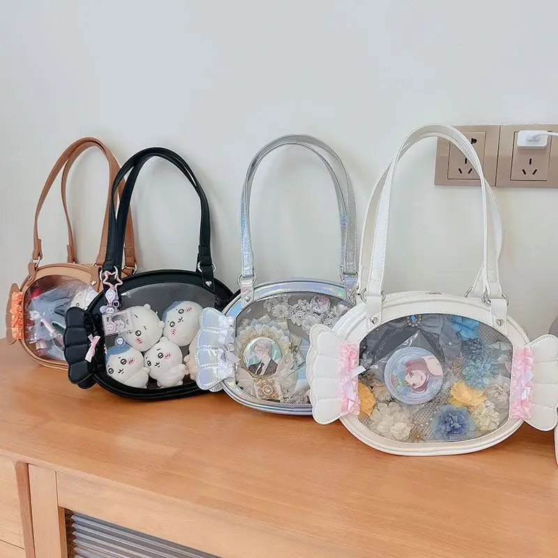 

New Fashion Sweet Ita Bag Lolita Girl Transparent Tote Bag Women Large Capacity Candy Shoulder Bag Cute Diy Display Handbag 2025