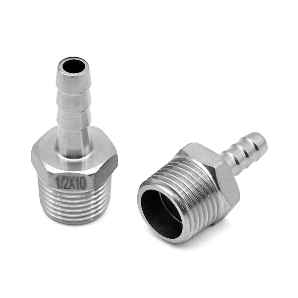 304 Edelstahl BSPT/ZG/NPT Außengewinde auf Pagoden-Steckanschluss Schlauchreduzierer 1/8"1/4"1/2" 3/4" Pneumatischer Flüssigkeitsrohranschluss – Detail 4