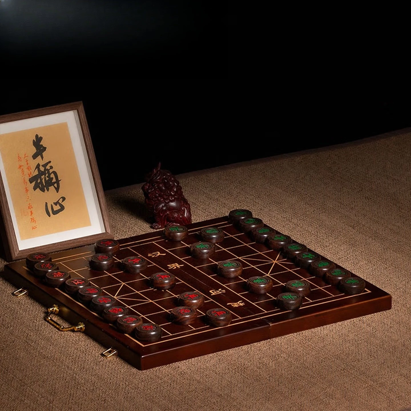 Black red sandalwood Chinese chess ornament solid wood large high-end set bamboo and wood portable folding chessboard