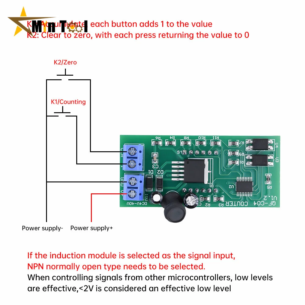 DC 4-40V Counter Module High Quality Wide Voltage 4-Digit Display Counter Module with Memory Function DIY Timer