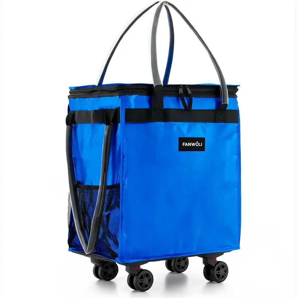 

Rolling Grocery Bag with Anti-Wrinkle Fabric, Sturdy Wheels, and Extended Handle for Up to 66L Capacity