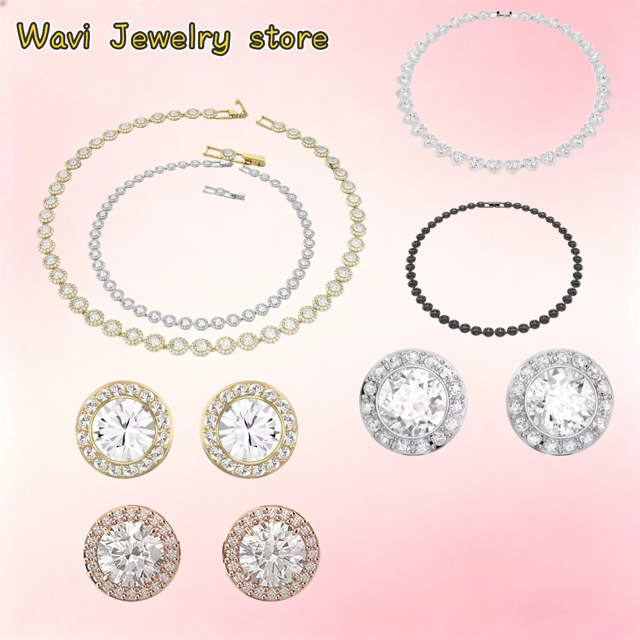 Hot selling round zircon series set new jewelry set , personalized classic versatile romantic jewelry set gift