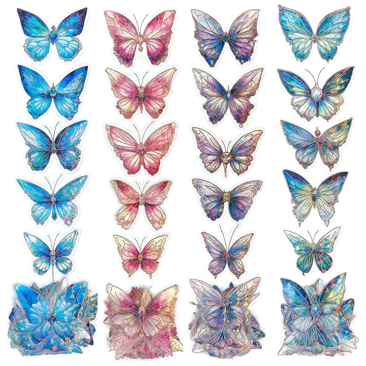 

High-quality Holographic Butterfly Stickers Bulk - 160Pcs Crystal Glitter Transparent 3D Gold Foil Outlining for Crafts