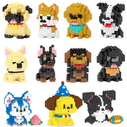 Micro-Particle Building Blocks for Children Pet Dog and Cat Animal Assembly Model Ornaments DIY Educational Toys Teaching Gif