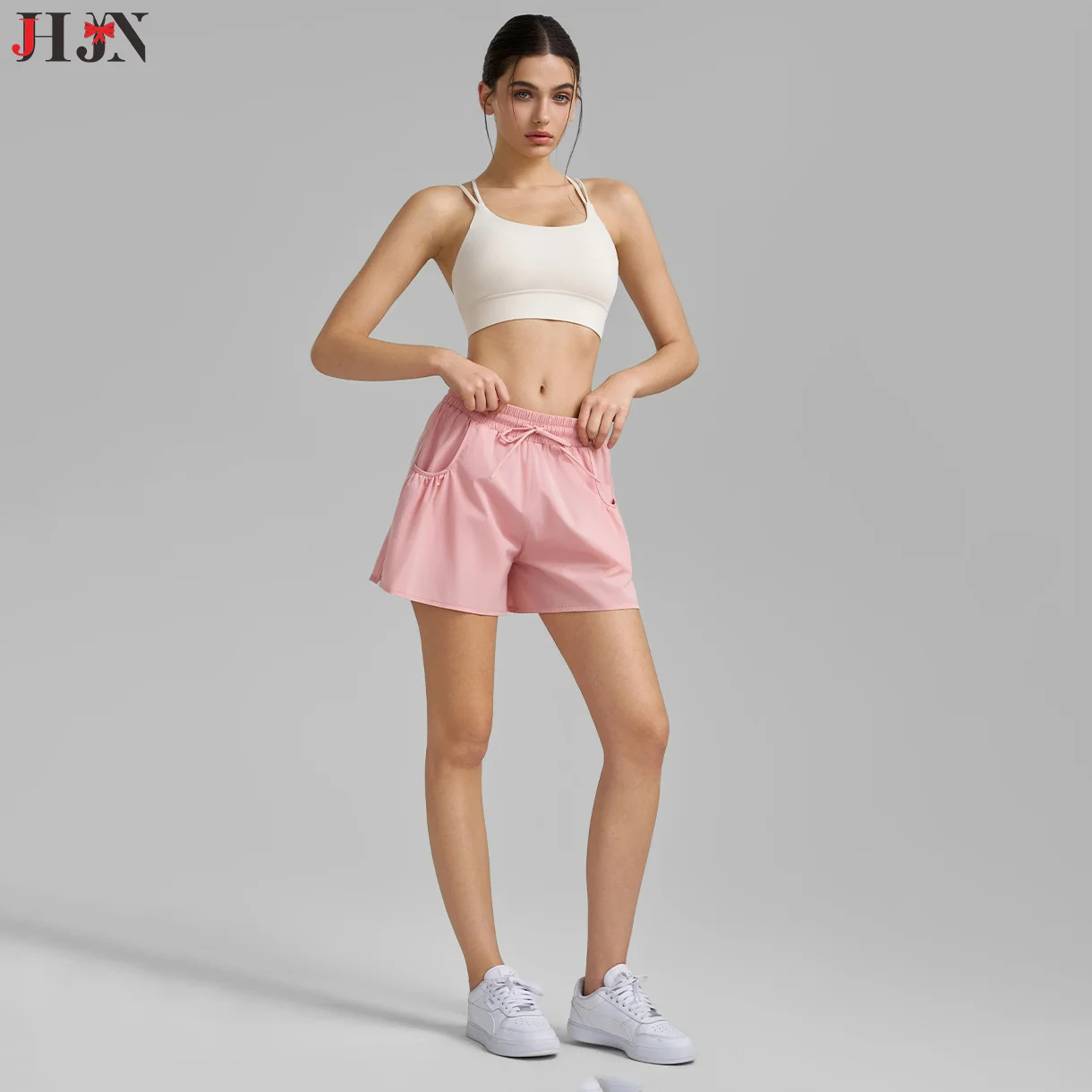 

JHJN предотвращает легкий утечку, быстросохнущие шорты для йоги, брюки для фитнеса, мешок, спортивные брюки для женщин, носящие на улице