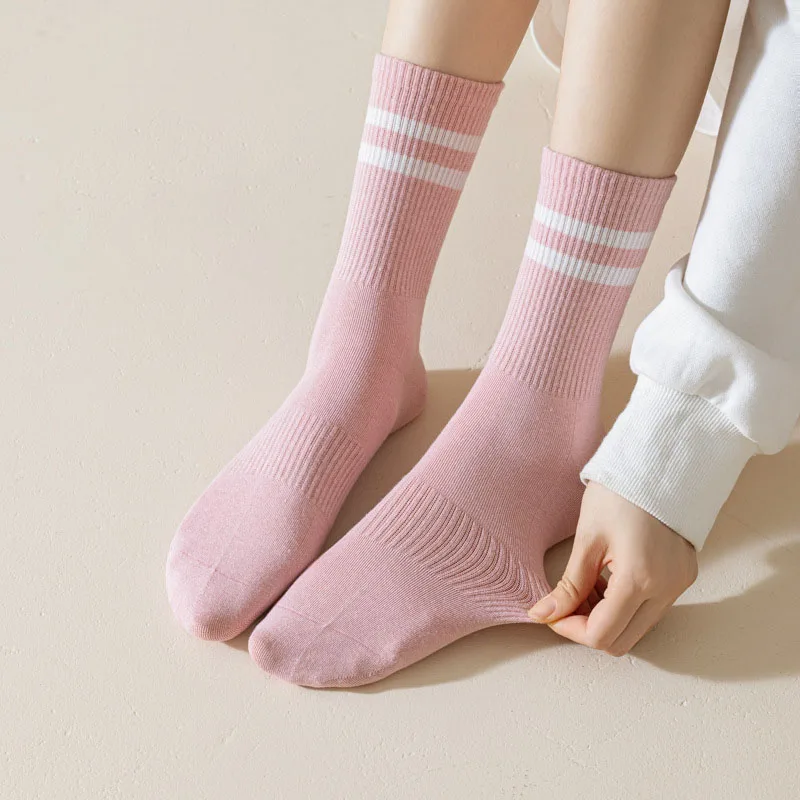 Women Socks Cotton Female Middle Tube Streetwear Harajuku Skate Korean Japanese Style Short Crew Striped Socks For Girls Gift