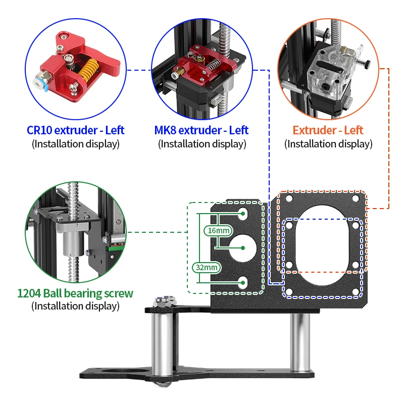 Imagem -04 - Linear Rail Guide Fixação Plate Bola Parafuso Dual Z-axis Bracket Mount Atualização Impressora 3d 1204 Mgn12h Ender3 v2 Ender3 Pro Cr10