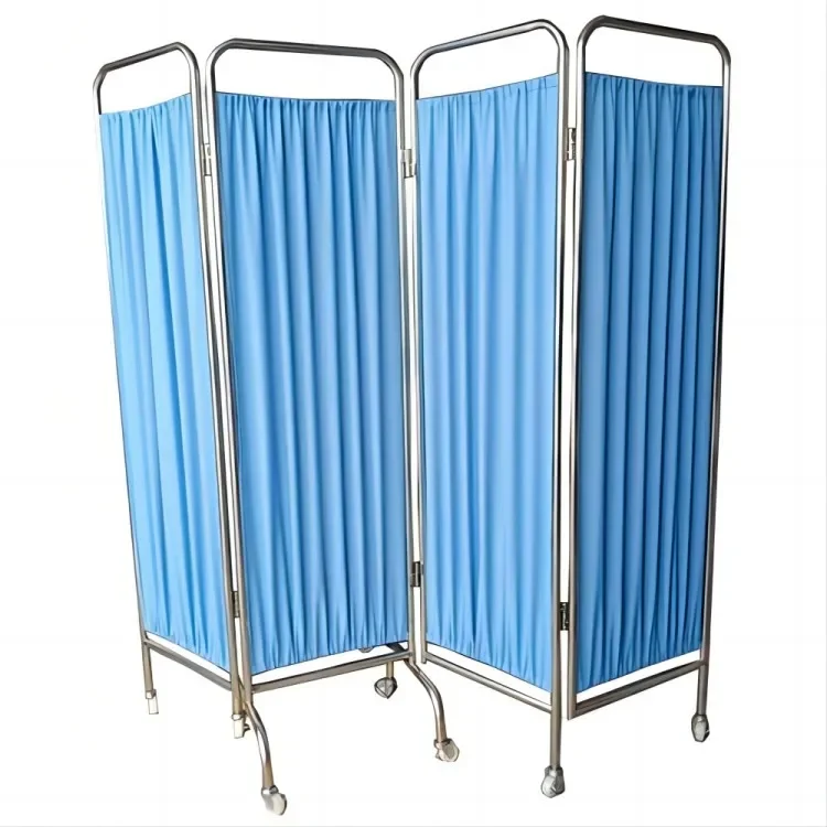 BWS3B Medical Bedside 3 Folded Medical Hospital Examination Bed Partition Screen Curtain