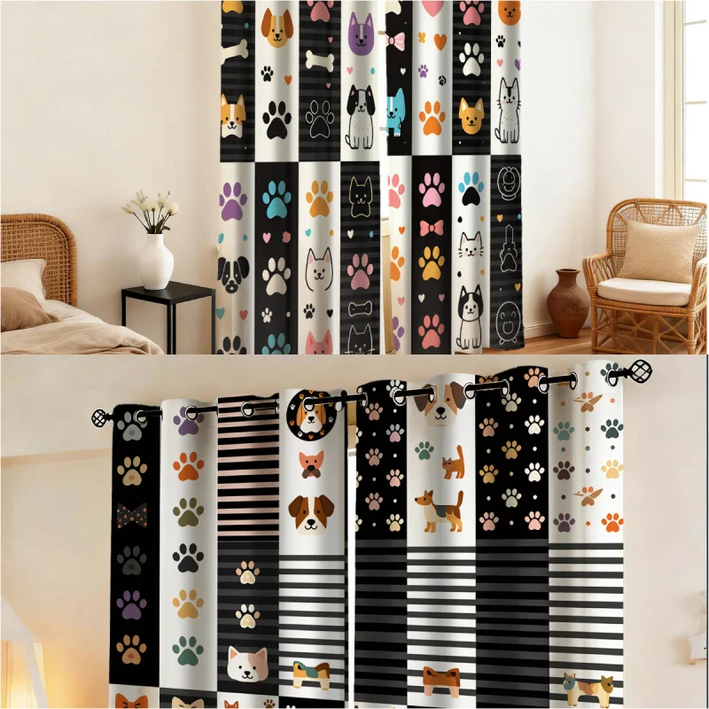 "Euphoria" Saison 3 - Rideaux à imprimé Woof, protection solaire à 85 %, tissu drapé parfait pour la décoration de chambre d'adolescent.