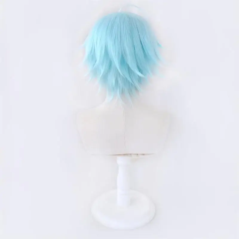 Game Genshin Impact Chongyun Cosplay Wig Ice Blue Short Hair Heat Resistant Synthetic Halloween Party Accessories Props