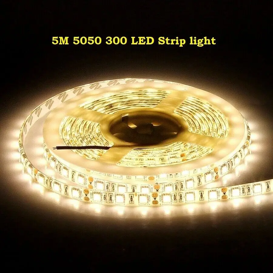 5M Led Strip Light 12V Waterproof Smd 2835/5050 60Leds/M Adhesive Led Tape Ribbon 300D White Blue Red Green Yellow Flexible Lamp