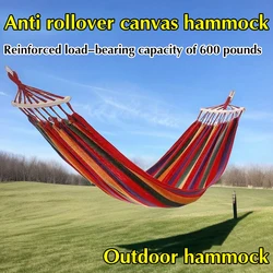 Single Wide Thick Canvas Hammock Outdoor Camping Backpackaging Leisure Swing Portable Hanging Bed Sleeping Swing Hammock