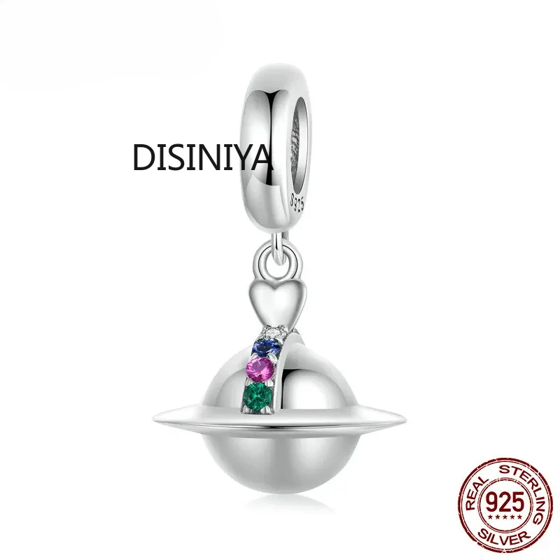 DISINIYA 925 Sterling Silver Planet Pendant Charm Fit Original Bracelet & Necklaces Jewelry DIY 925 Charm Beads SCC2857