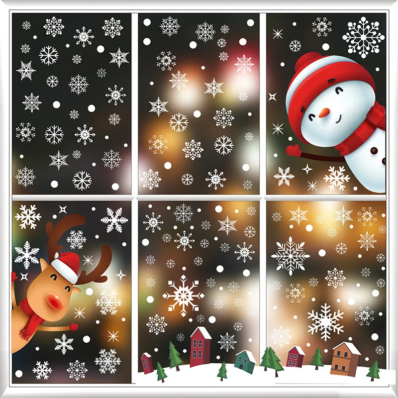 

Double Sided Christmas Window Clings,Snowflake Static Stickers Window Decoration Xmas Ornaments Reusable Party Decor