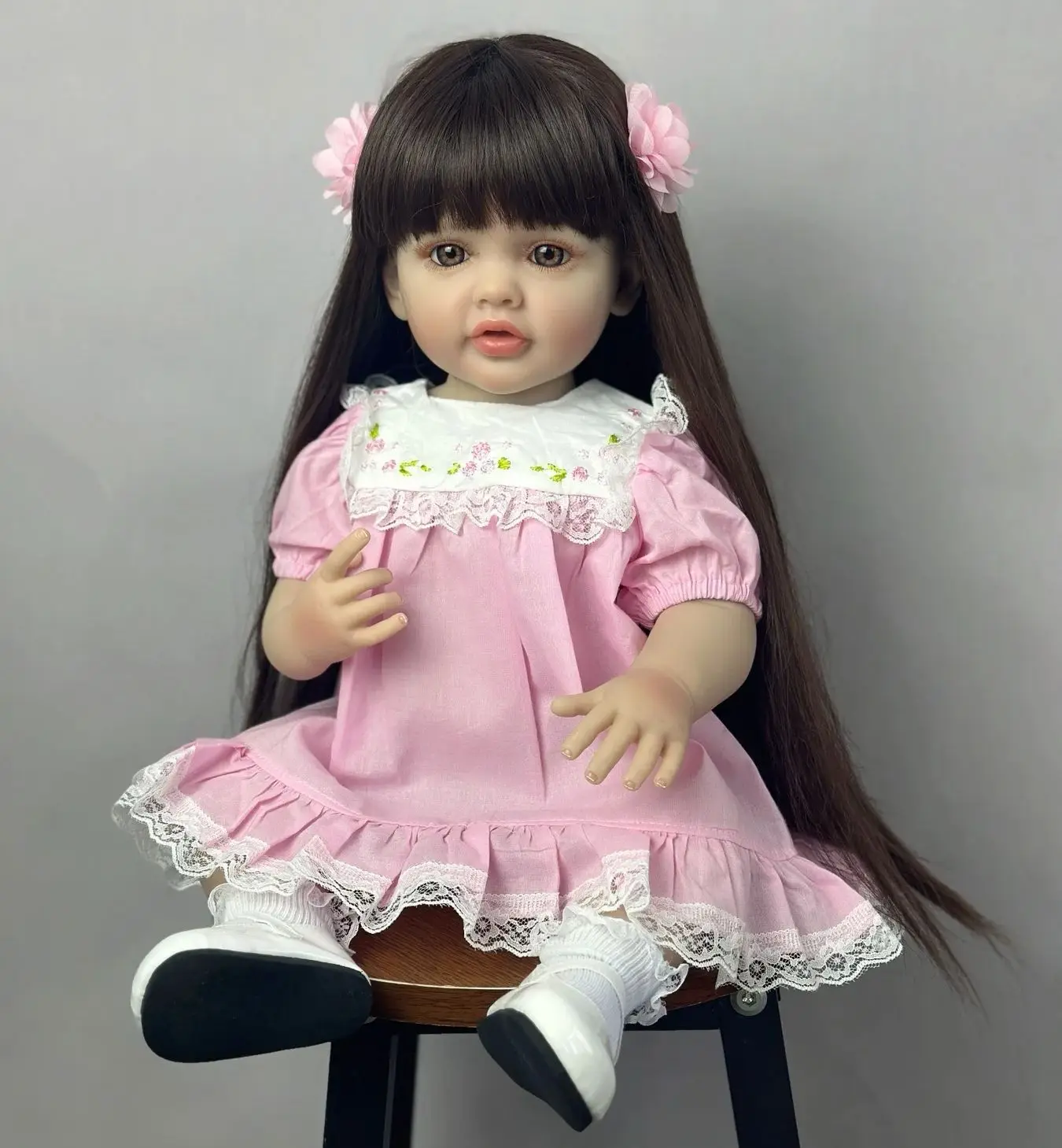 55 CM Soft Silicone Reborn Baby Girl Doll Lifelike 22 Inch Realistic Princess Toddler Art Bebe Christmas Gift for Child