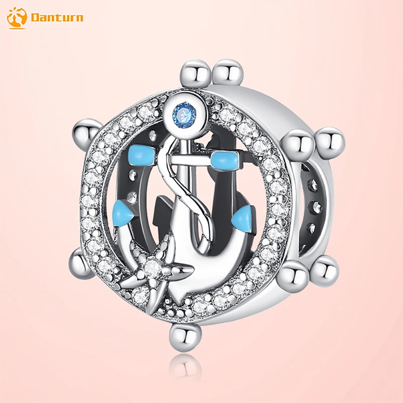 

Danturn 925 Sterling Silver Original Beads Wheel Dangle Charm fit Snake Chain Bracelet Fashion Women Jewelry Making