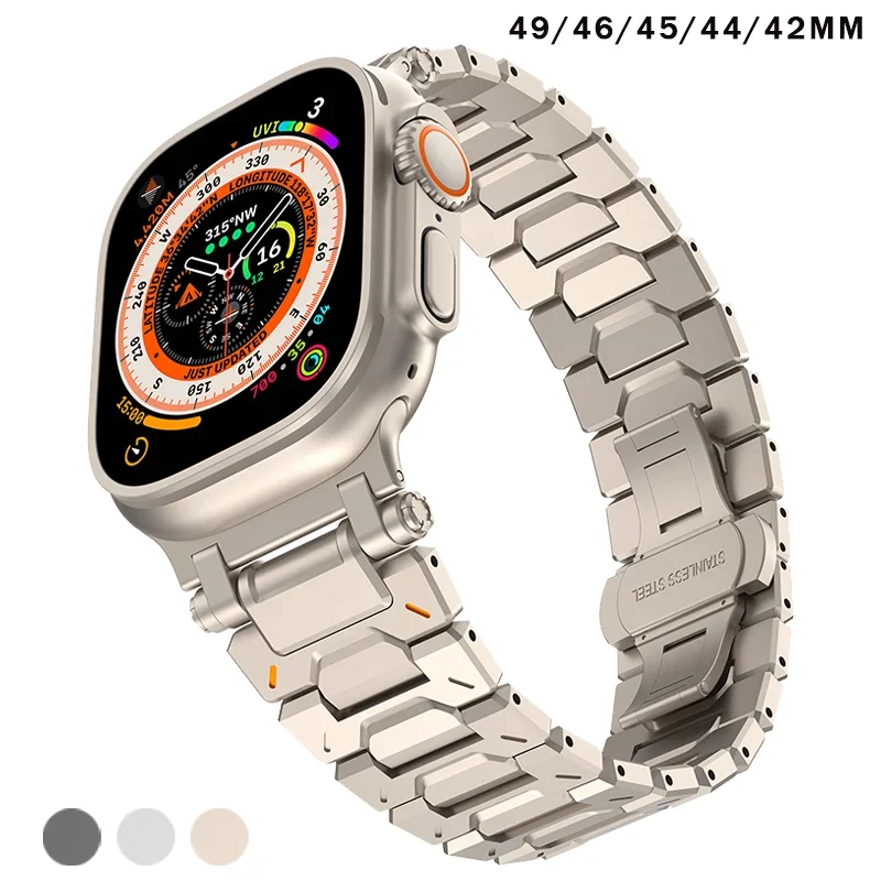 

Luxury Stainless Steel Strap For Apple Watch Ultra 2 49mm Metal Correa For Apple Watch 10 46MM 45MM 42MM 44MM 41MM 38MM Bracelet