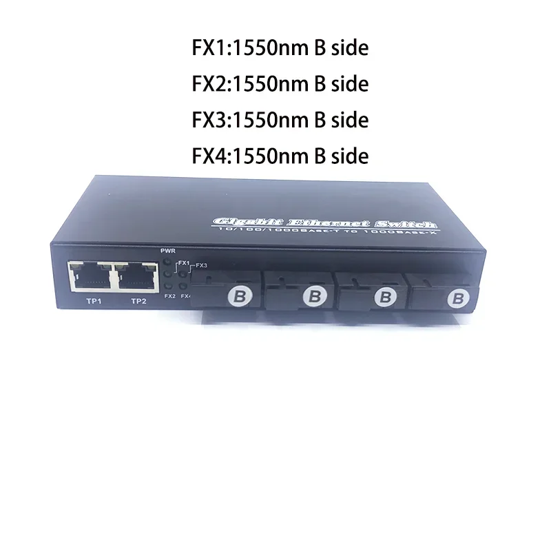 4SC3UTP Reverse Fast Erhetnet 10/100/1000M Ethernet Switch 4 Fiber Port SC 20KM3UTP RJ45 FiberOptical Switch mit Adapter