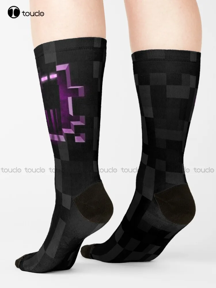 Enderman Minecrafter Enderdragon Socks Halloween Football Socks Men Street Skateboard Socks Custom Gift Street Skateboard Socks