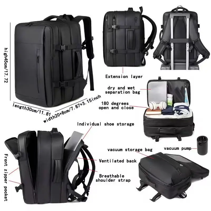 Vacuum Compression Backpack Large-capacity Compression Bag Expandable Travel Backpack with Lock Vacuum Compression Sealing Bags