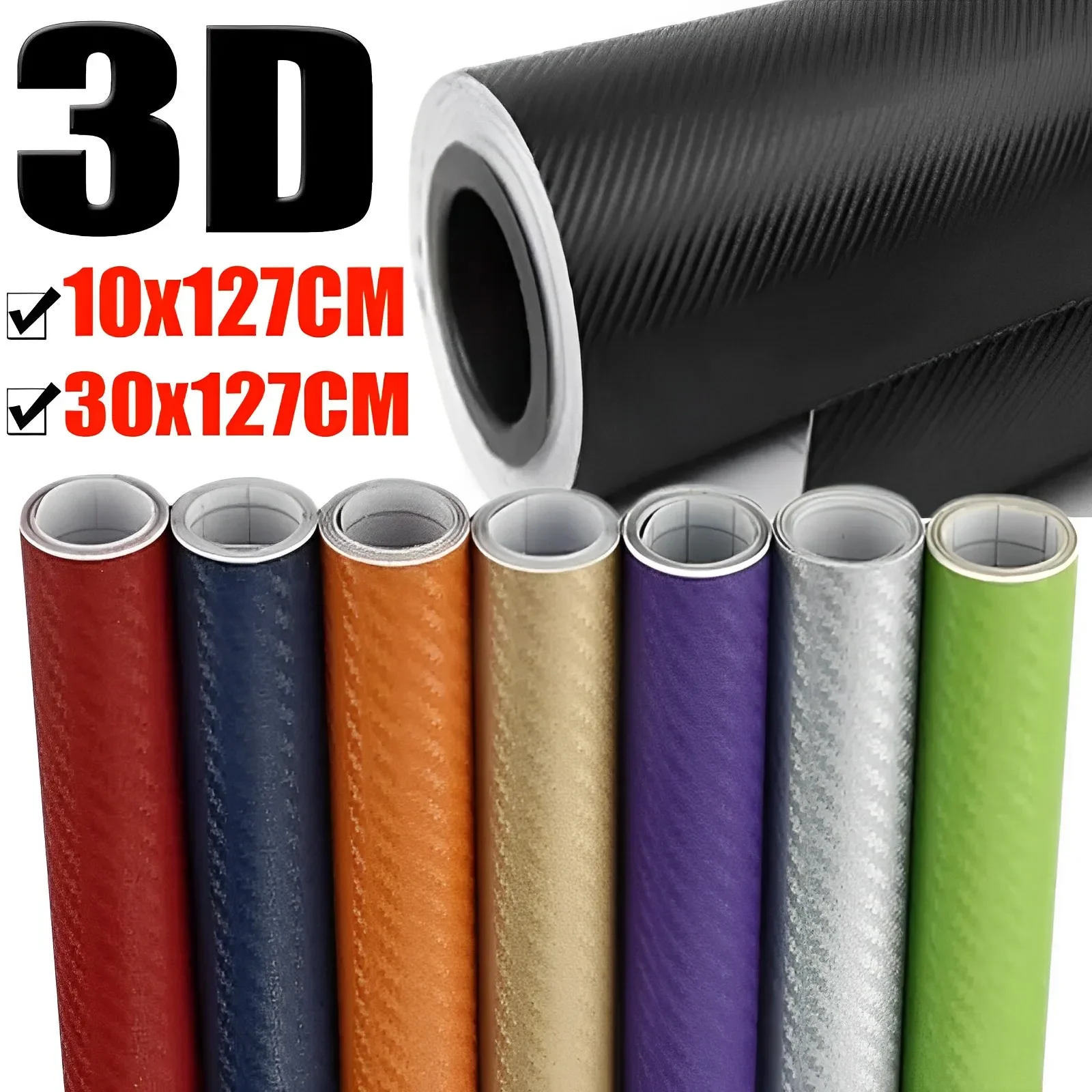 

30x127cm Car 3D Carbon Fiber Roll Film DIY Decorative Stickers Auto Styling Computer Laptop Skin Carbon Fiber Vinyl Film Decals