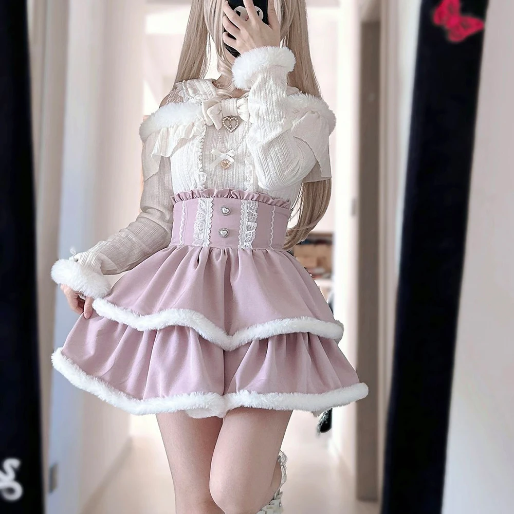 

Комплект в стиле Sweet Lolita: женский кардиган с рюшами + сексуальный облегающий топ Y2K + мини-юбка. Осенний модный элегантный комплект из 3 предметов.