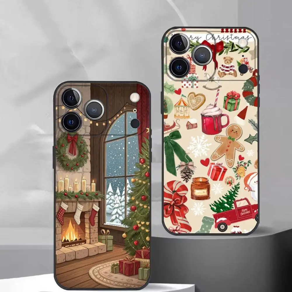 

Christmas Santa Claus Phone Case For iPhone 17,16,15,14,13,12,11 Plus,Pro Max,XS,Soft Silicone Black Cover