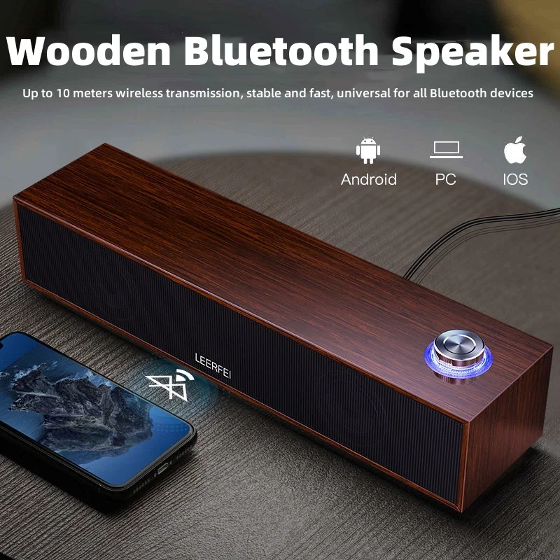 Wooden Bluetooth Speaker 350M wooden high volume Bluetooth wired desktop small speaker computer speaker home desktop USB