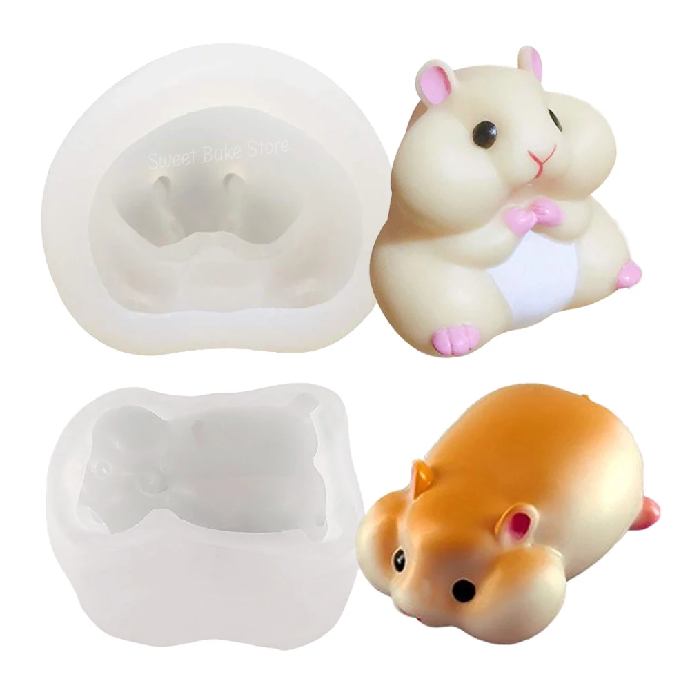 3D Cute Hamster Silicone Mold, For Ice Cream, Chocolate, Jelly, Pudding, Cake Baking Decoration Mould, DIY Kitchen Accessories