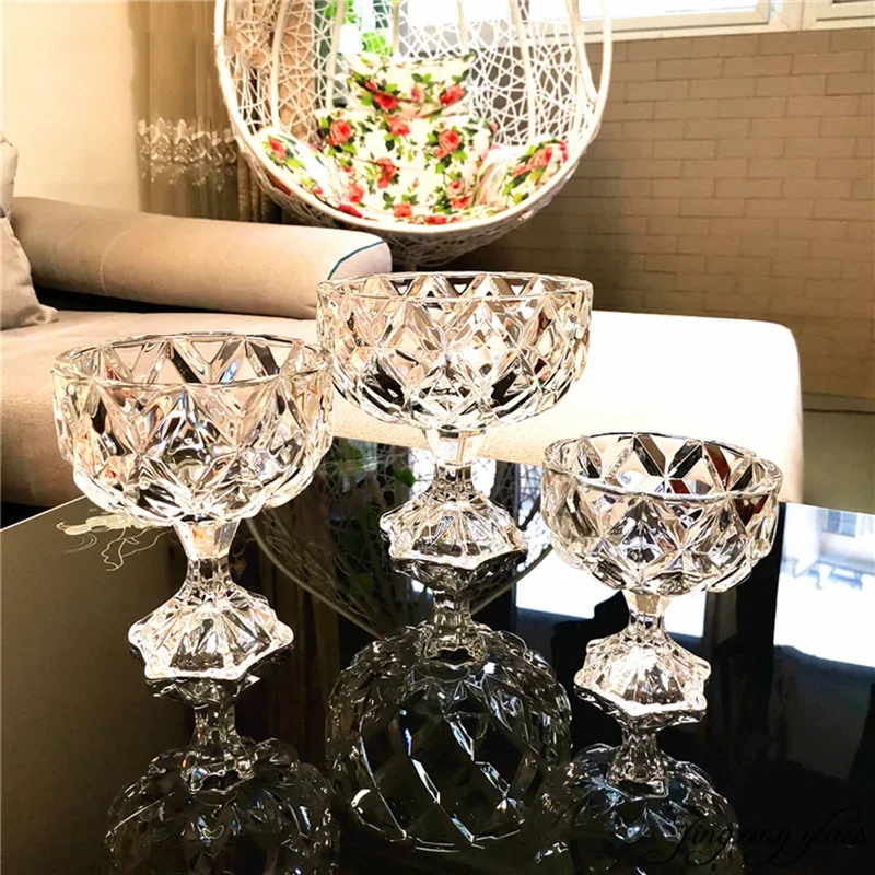 

Crystal Glass Candy Tray Ice Cream Bowl Fruit Dish Desktop Organizer Transparent Tray Kitchen Container Home Decoration