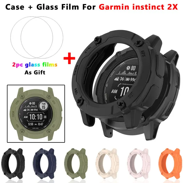 Dla Garmin Instinct 2X Etui na inteligentny zegarek TPU Pokrowiec Miękki ochraniacz ekranu Folia ze szkła hartowanego dla Instinct 2X