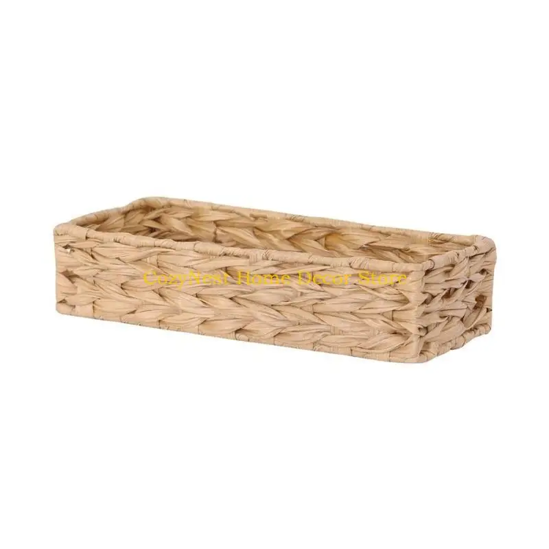 92MF Decorative Imitation Water Hyacinth Snacks Basket Closet Storage Bin for Entryway and Hallway Table Use