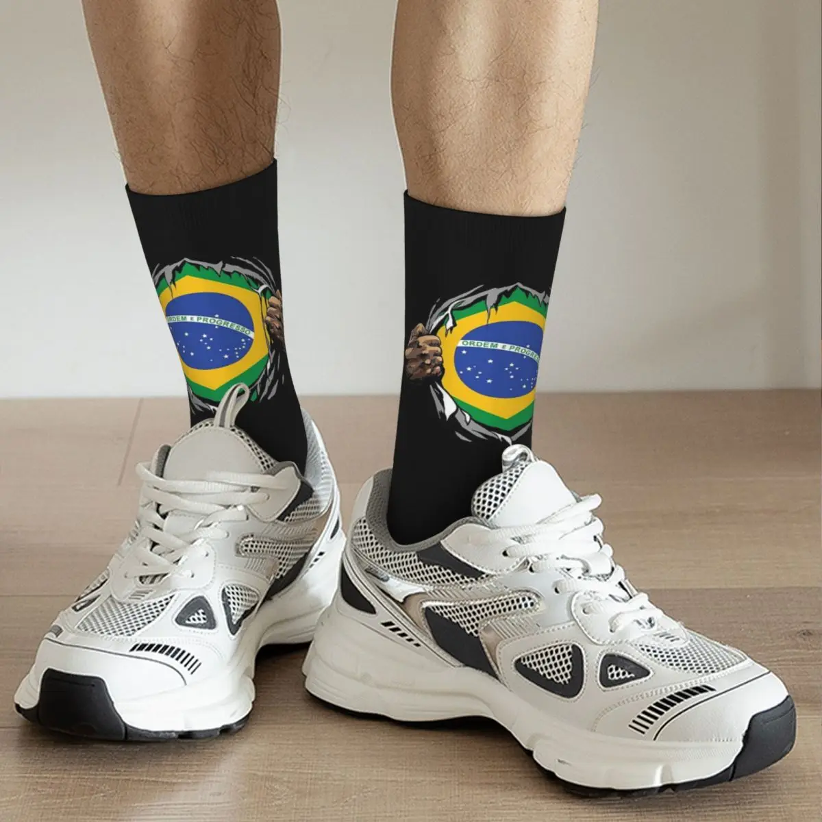 Brazil National Flag Socks Harajuku Sweat Absorbing Stockings All Season Long Socks Accessories for Man Woman\'s Birthday Present