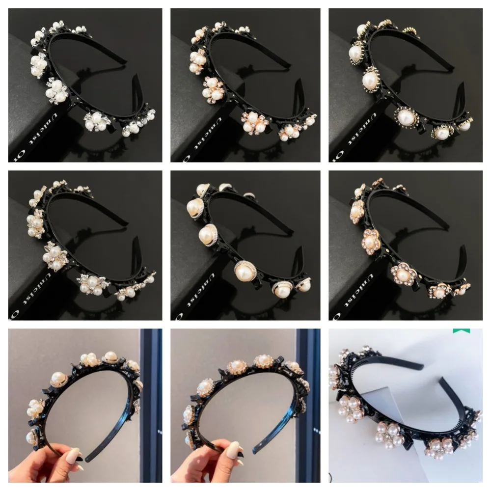Cerchietti per capelli per ragazze pigre con strass Cerchietti per capelli Fiore Strumenti intrecciati con zirconi Fascia per capelli Lavaggio del viso Copricapo Fascia dentata per capelli