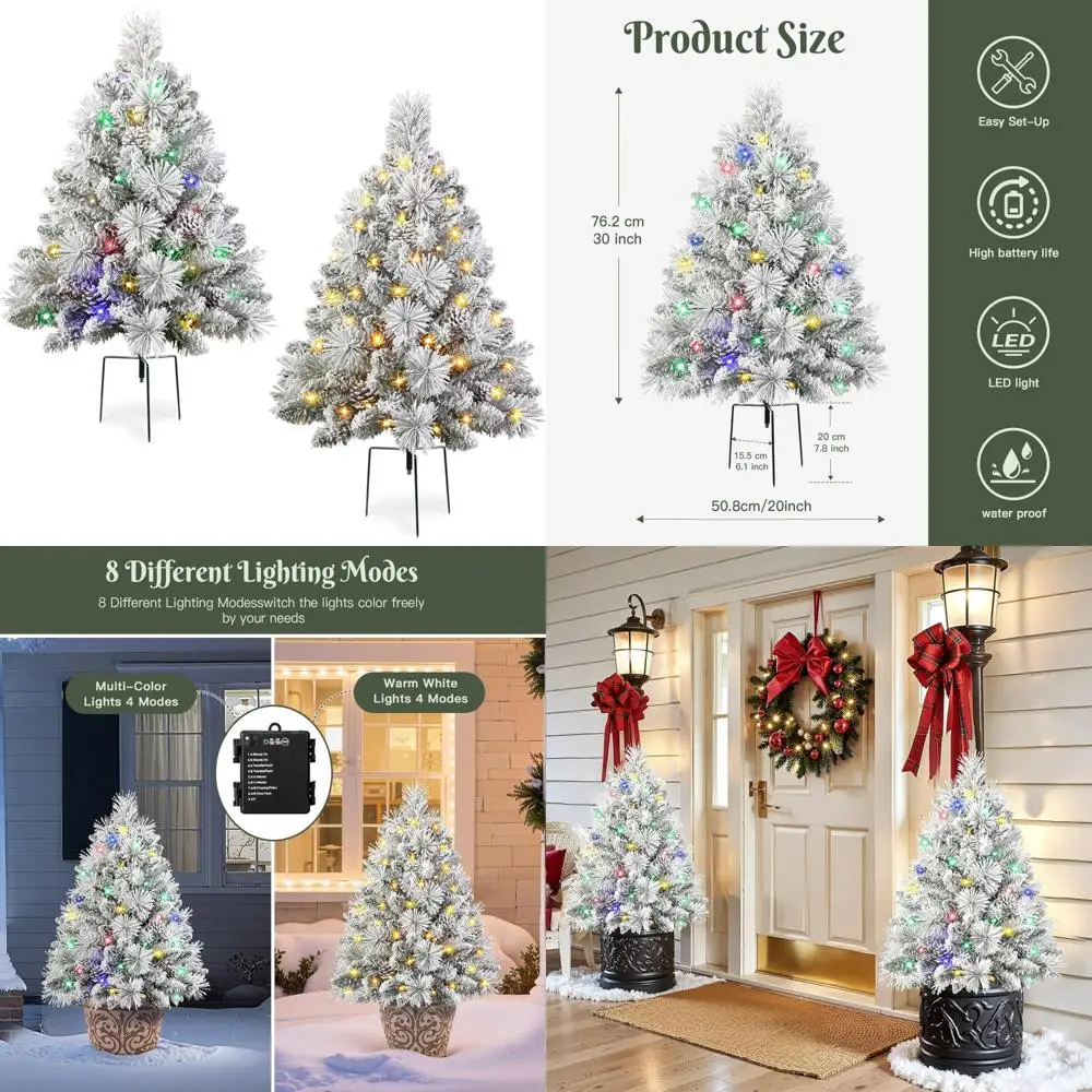 

Наружные рождественские елки из сосны с двойным скотчем на батарейках, многоцветными огнями и функцией таймера