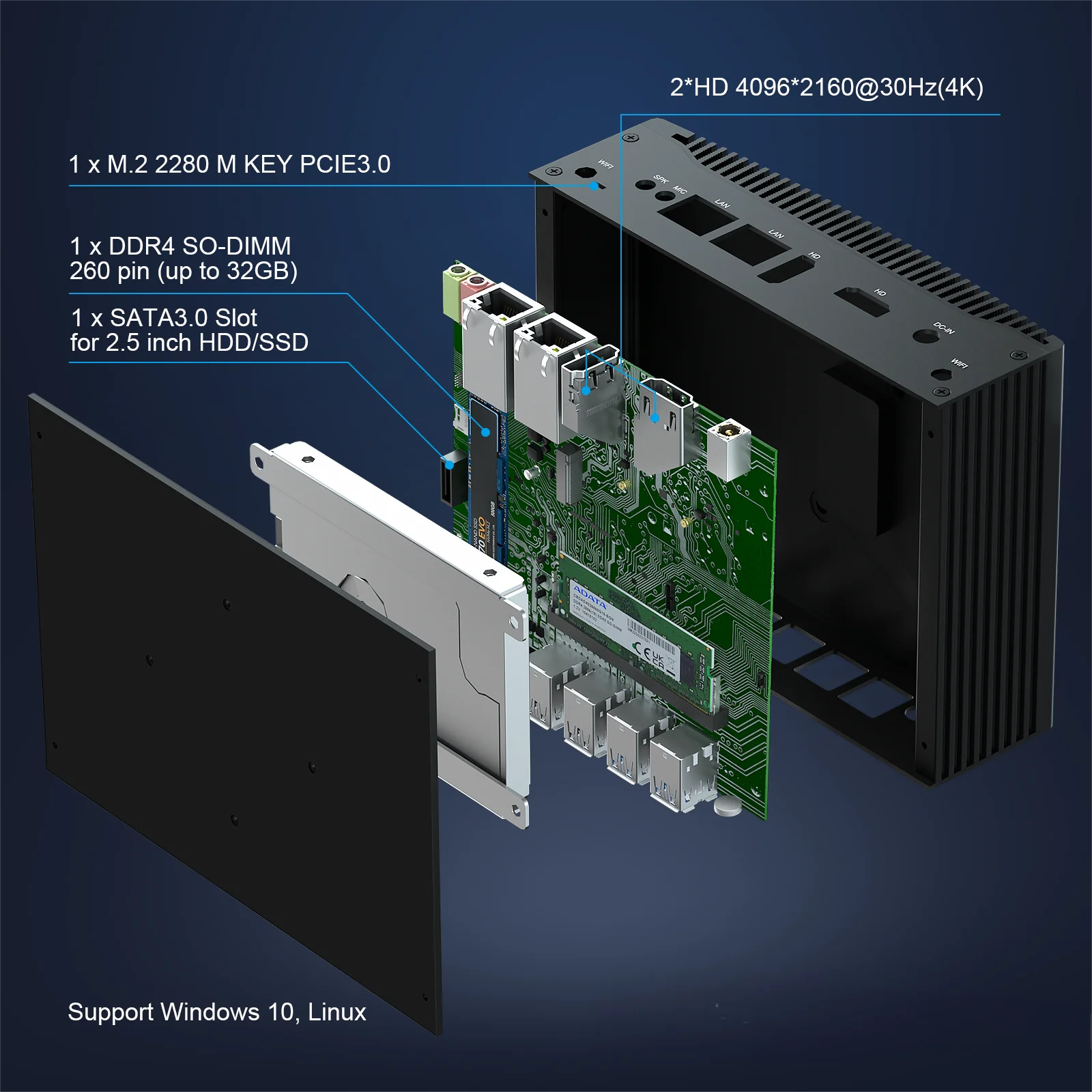 Mini PC de cine en casa/juegos/oficina de decima generación H7-10610U Windows 10/11 Linux (Ubuntu/CentOS/pfSense/OPNsense/Qubes OS)