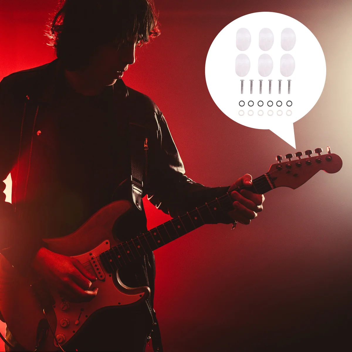 

6Pcs Exquisite Guitar Tuning Peg Knobs Buttons for Acoustic Guitars Strong Plastic Material 12 Ferrules 6 Screws Included