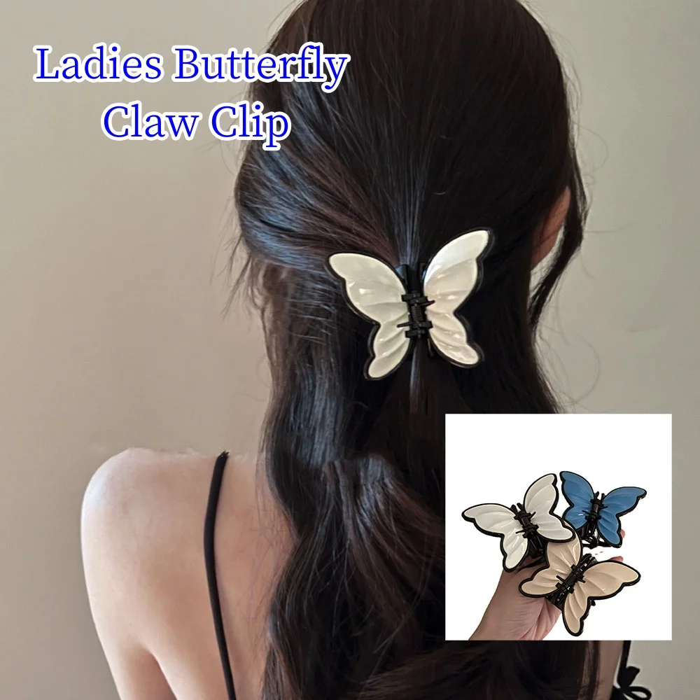 Women Vintage Butterfly Grab Clip Acrylic Shark Clip Premium Crab Hair Clip Plain and Simple Hair Claw Hair Accessories