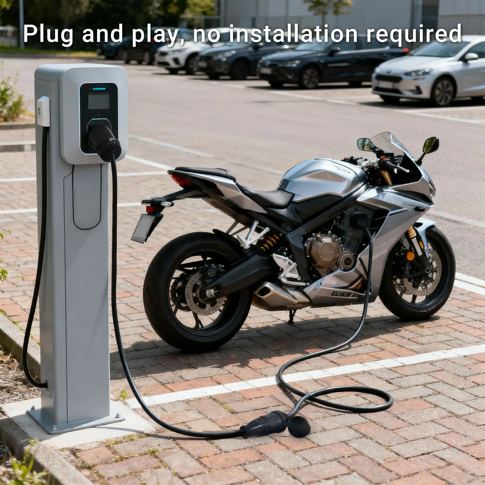 Type 2 to Schuko Adapter Socket for EV Charging Station, Electric Vehicle Discharge Converter with European Plug Outlet