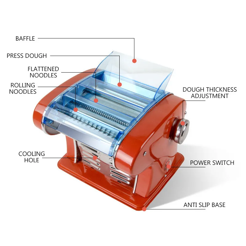 Máquina automática de macarrão elétrica, processador doméstico multifuncional, pequeno, enrolado à mão, macarrão wonton, bolinho de pele