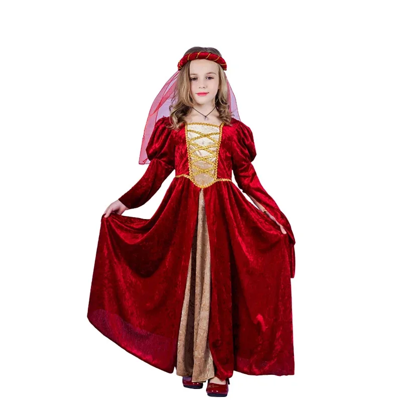 European and American Medieval Children's Retro Princess Dress Halloween Renaissance Cosplay Stage Costume Party Outfits