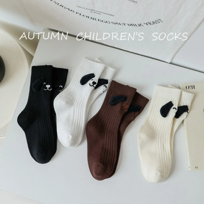 1 زوج 1-12 سنة الخريف الأطفال الجوارب لطيف الكرتون التطريز الكلب الفتيات الفتيان طفل جوارب محبوكة القطن جوارب رياضية المدرسة #1