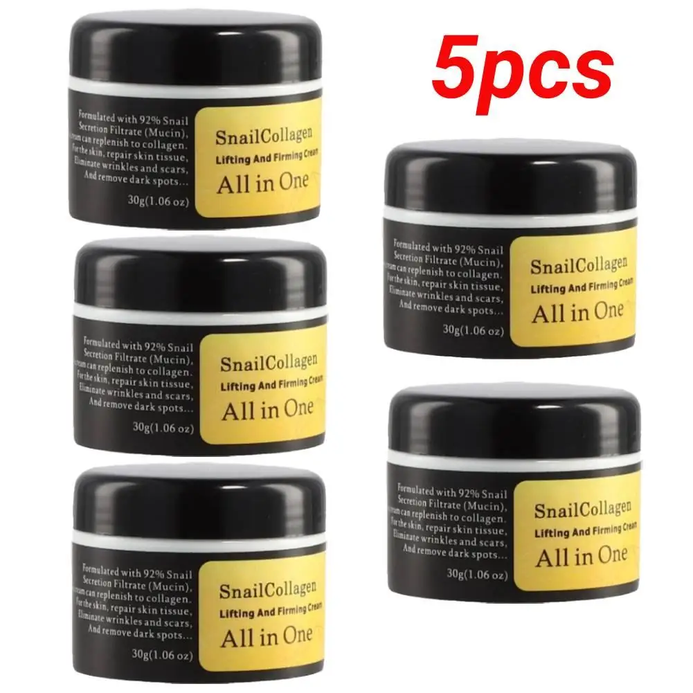 5PCS/set Snail Collagen Face Cream Moisturizing Brighten Whitening Cream Lifting Firming Fade Fine Lines Cream Dropshipping 30g