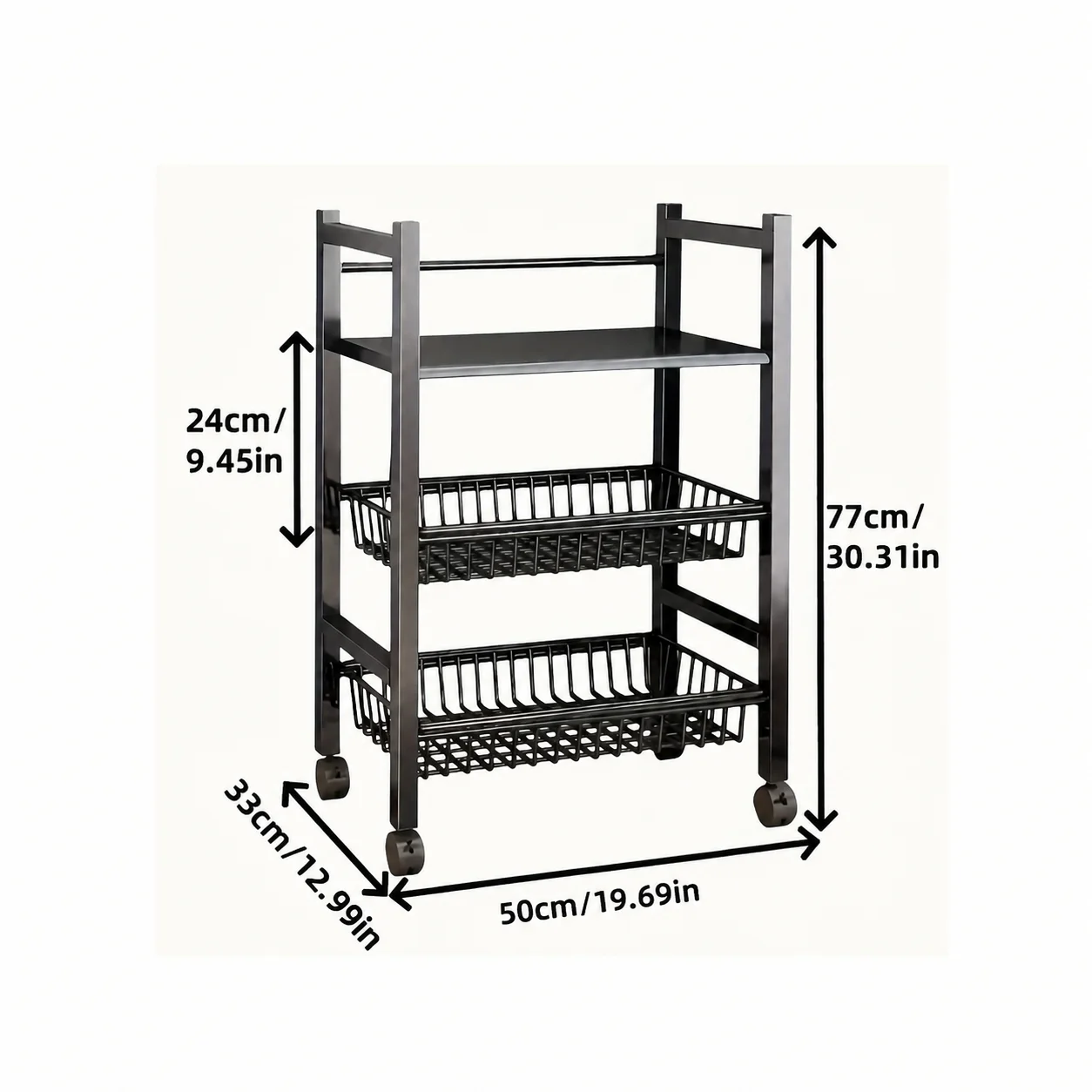 Adjustable 2/3/4-tier Storage Shelves-a Great Helper For Home Organization; Metal Shelves With Casters, Suitable For Garages, Kitchens, Pantries, Bathrooms, And Bedrooms. The 3- And 4-tier Models Come With A Free Small Storage Basket.